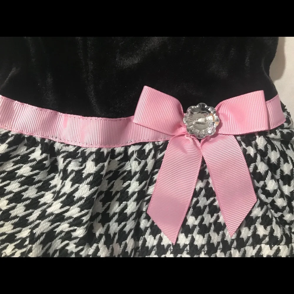 Youngland Dress & Matching Jacket 12M Black White Pink Bling Tulle Ribbon